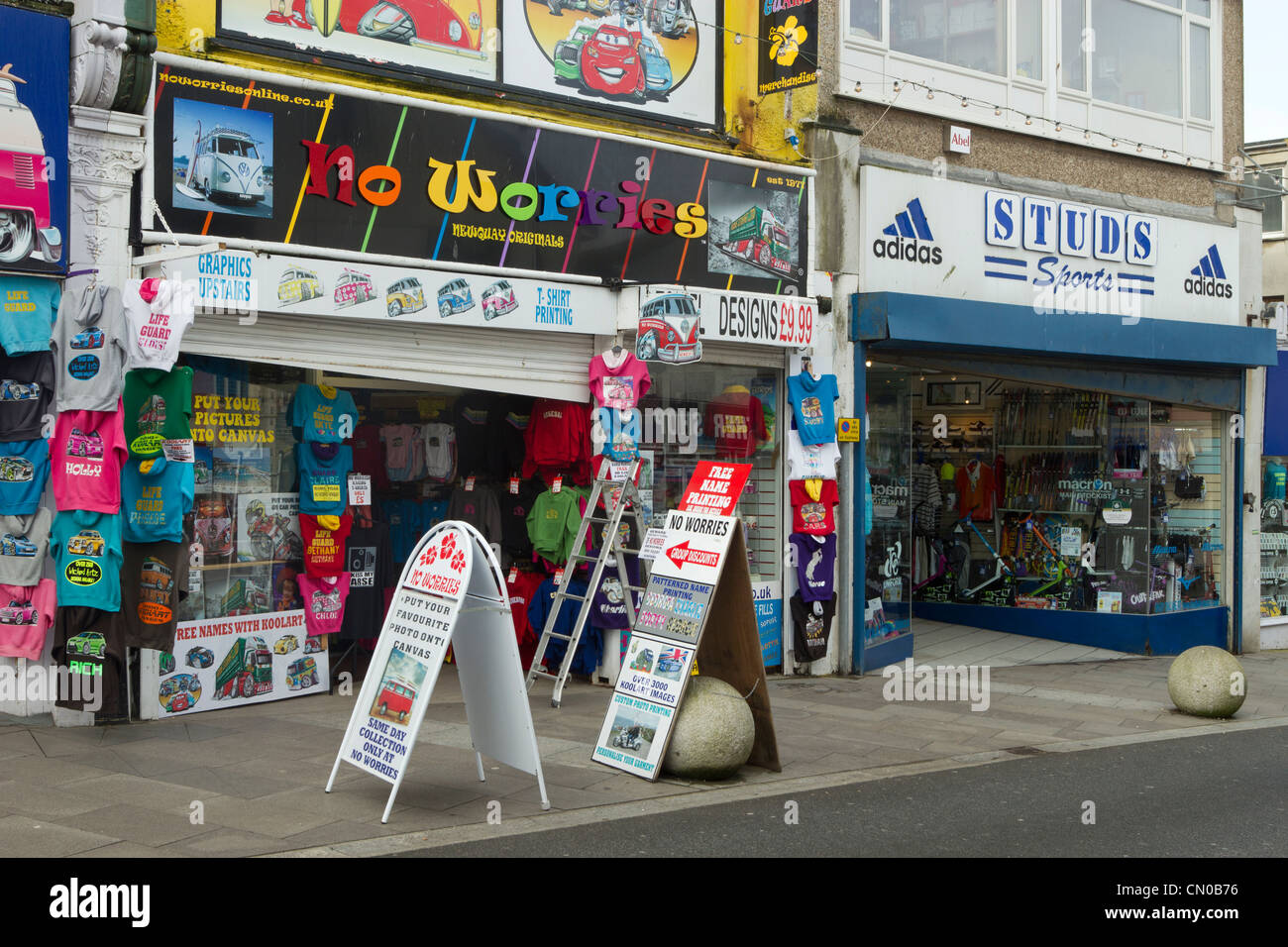 Shops in Newquay Cornwall UK Stock Photo Alamy