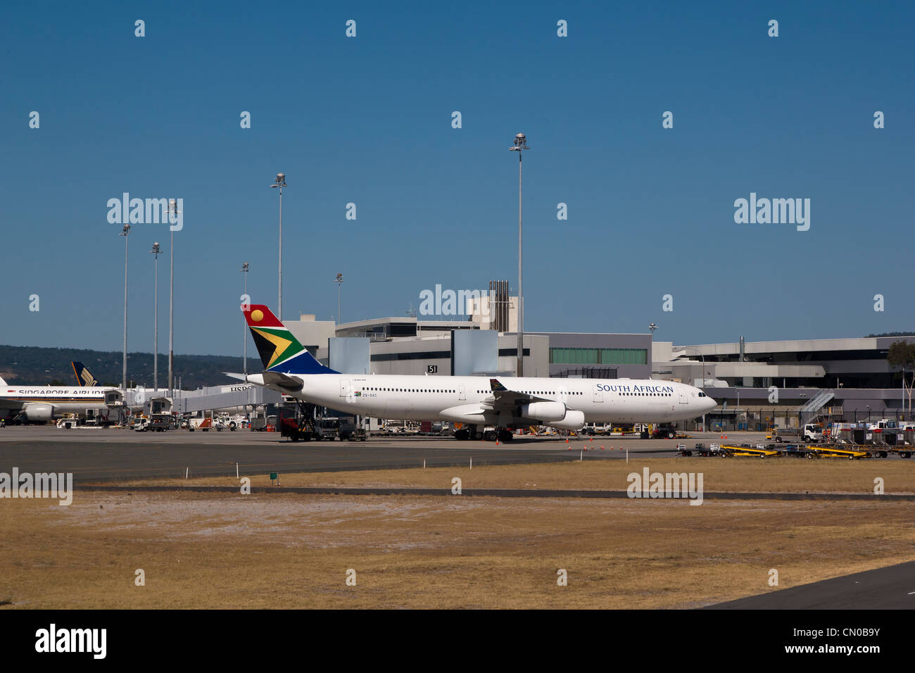 South Africa Airlines Plan Parked at Perth Airport Stock Photo
