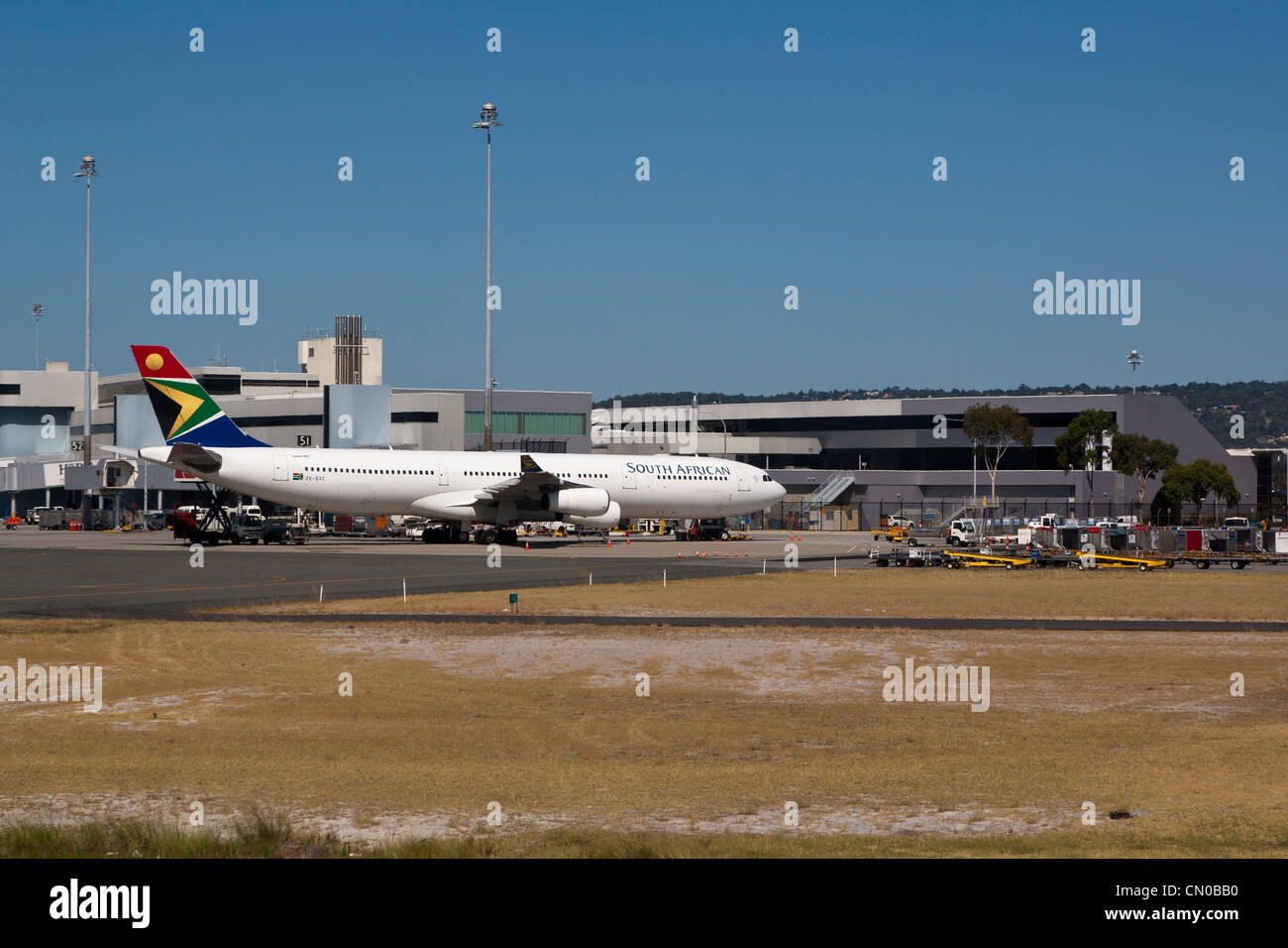 South Africa Airlines Plan Parked at Perth Airport Stock Photo