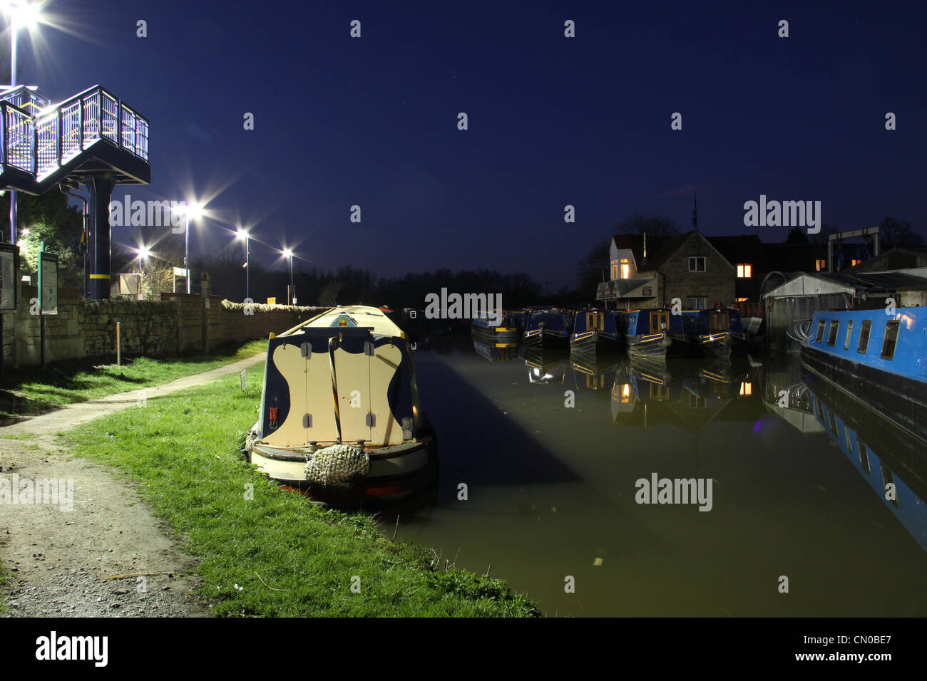 Lower Heyford  Bicester Wharf at night.. Stock Photo