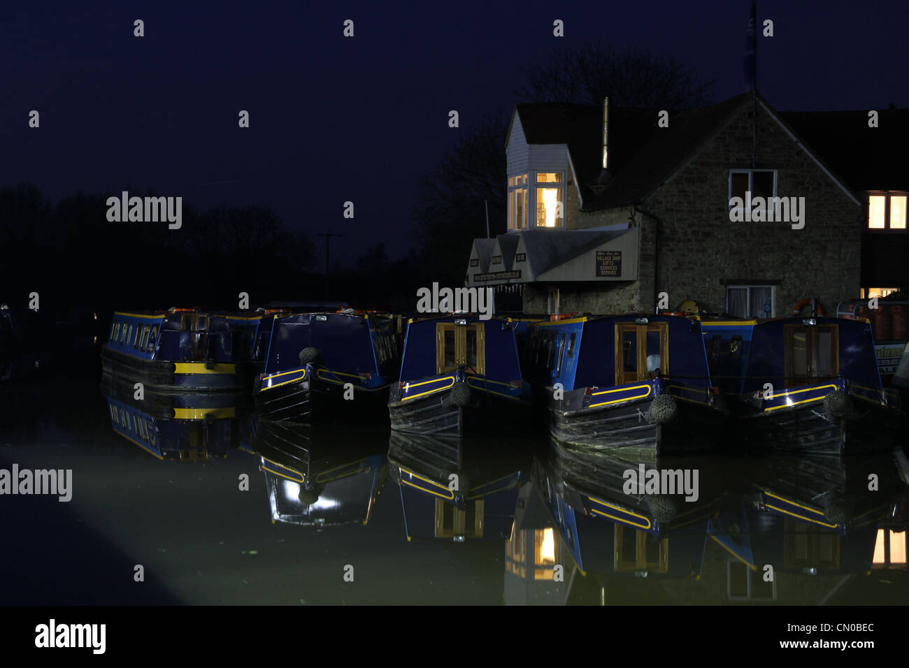 Lower Heyford Bicester Wharf at night.. Stock Photo