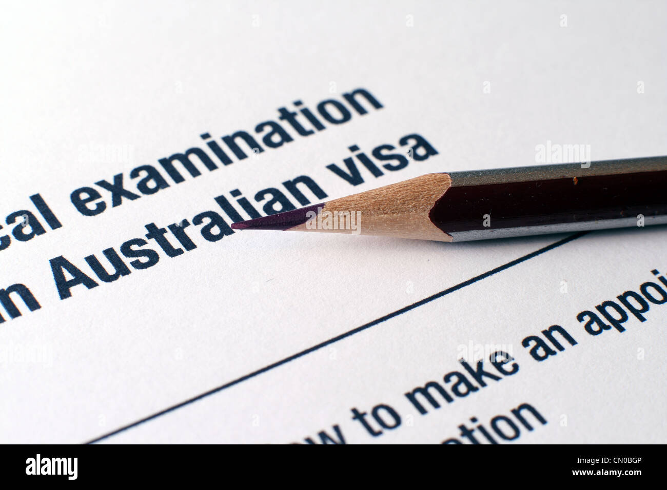 Australian visa form Stock Photo Alamy