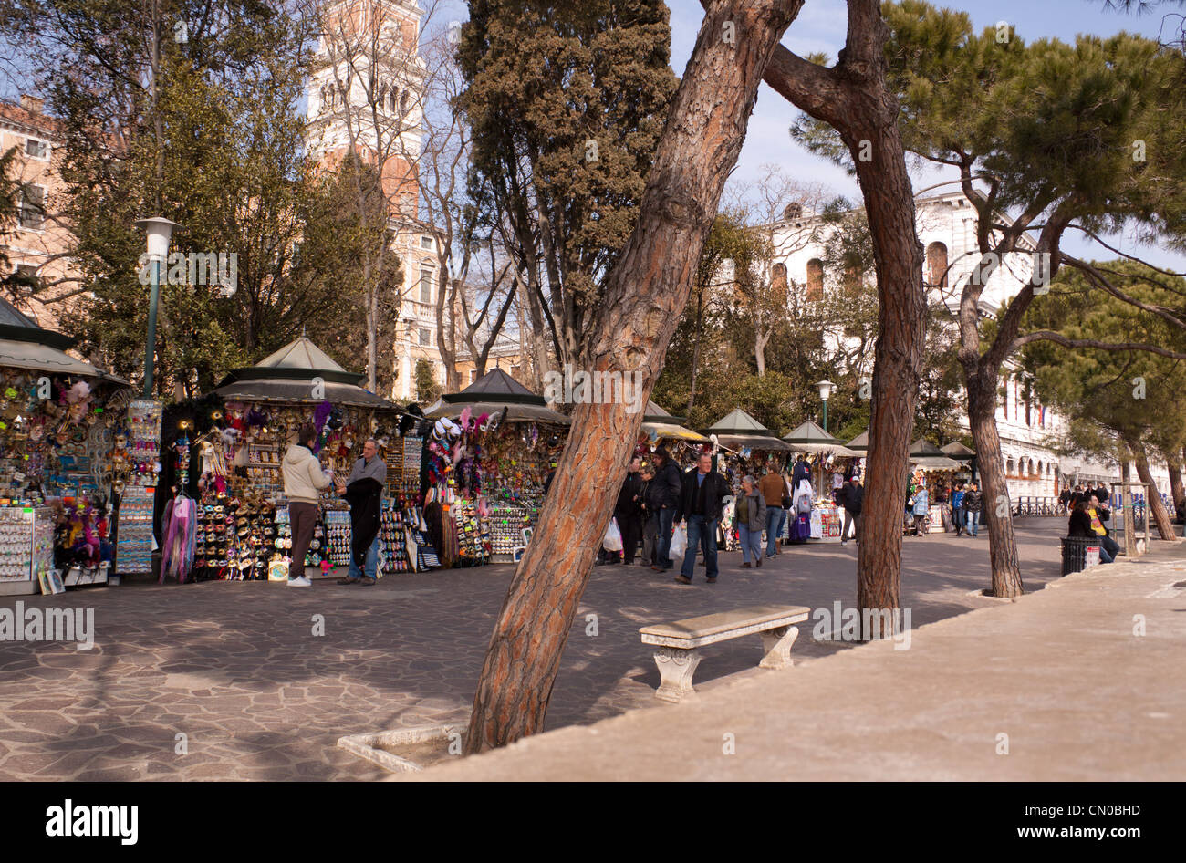market shops along street in Venice Stock Photo Alamy