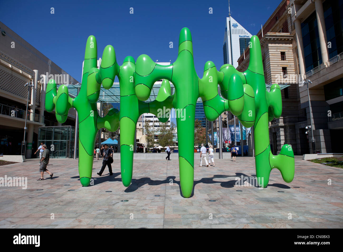 James Angus's green sculpture in forest place, Perth dubbed 'the green  cactus' Stock Photo - Alamy