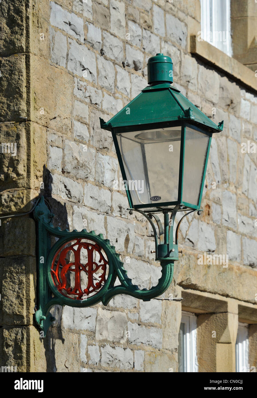 Furness Railway ornamental lamp on rail station. Grange-over-Sands, Cumbria, England, United Kingdom, Europe. Stock Photo