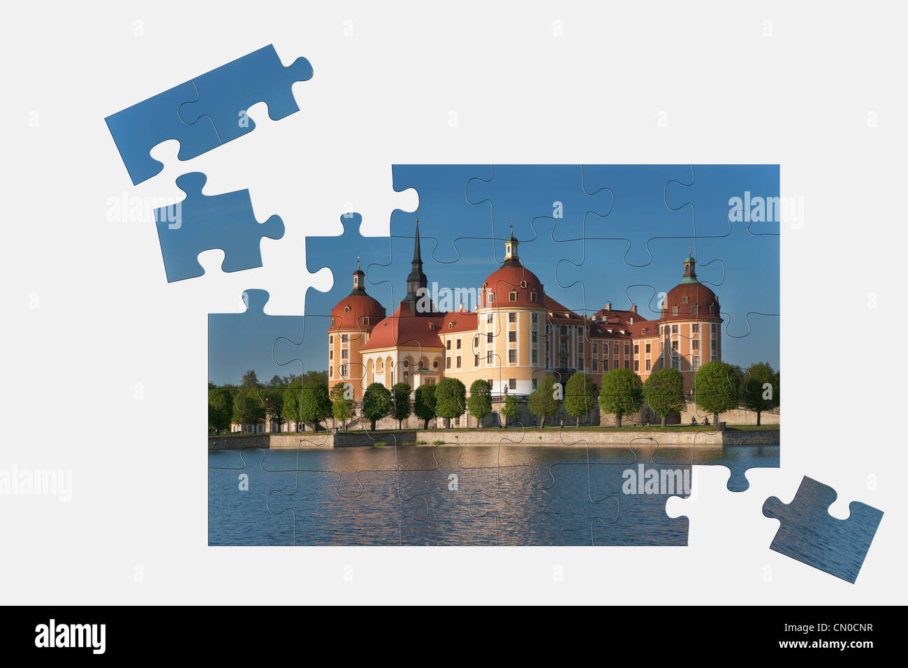 Puzzle: Moritzburg Castle, near Dresden Saxony, Germany, Europe Stock Photo