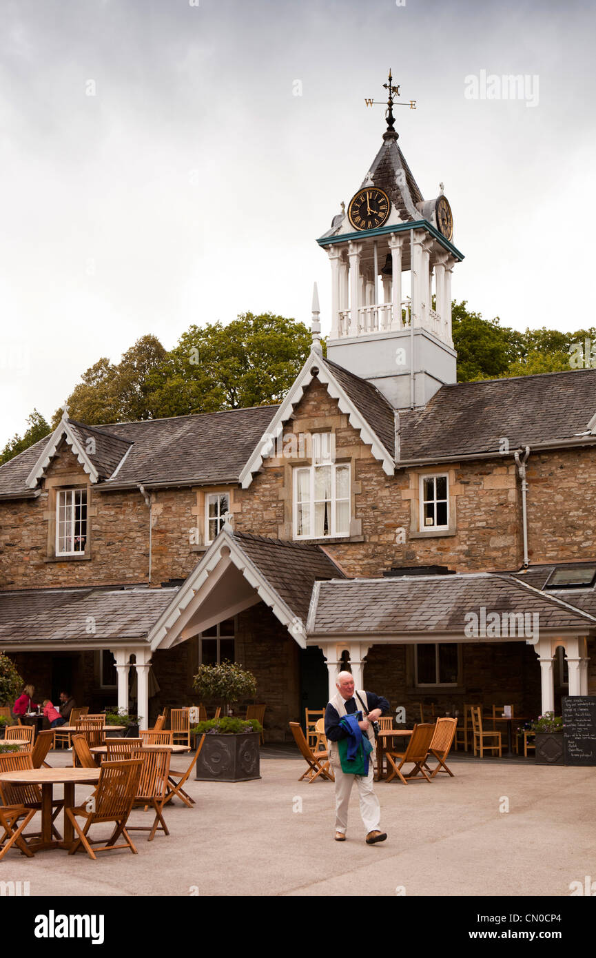 UK, Cumbria, Grange Over Sands, Holker Hall courtyard, restaurant and gift shop Stock Photo