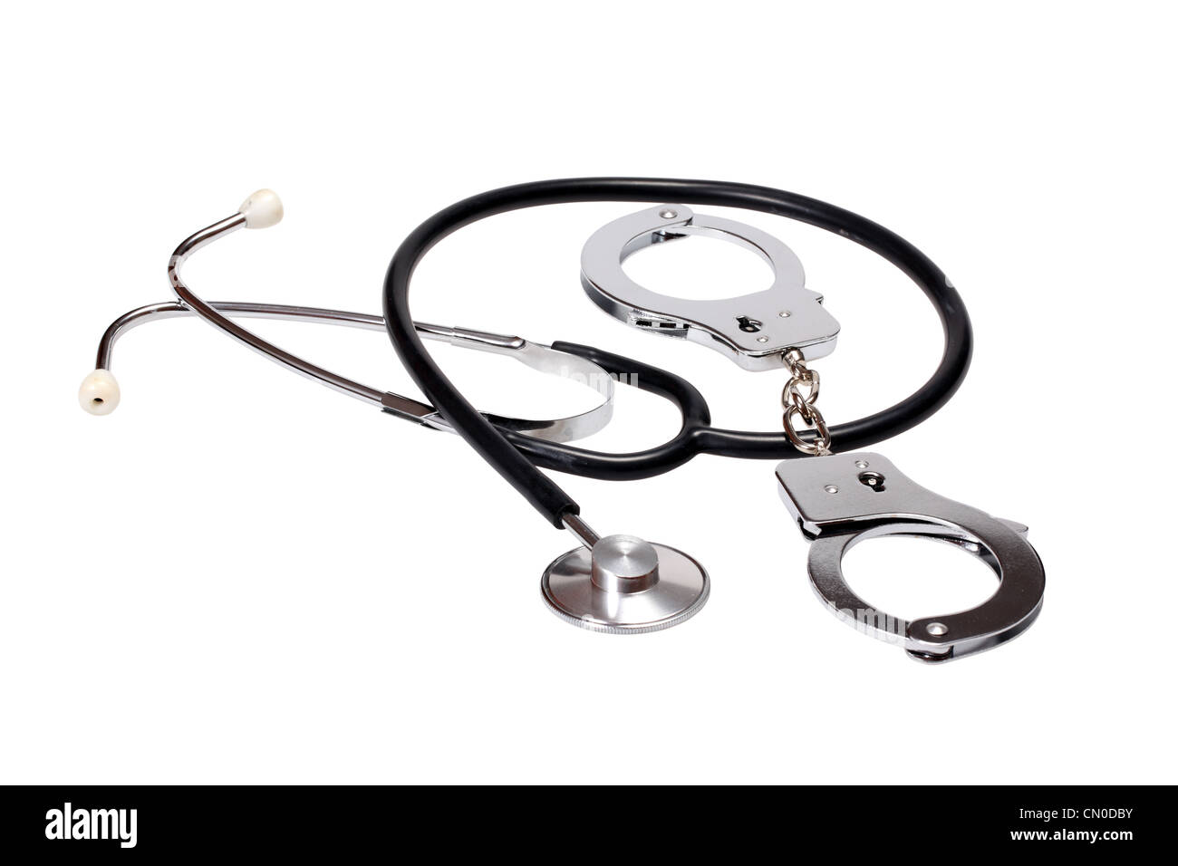 Stethoscope and handcuffs Stock Photo Alamy