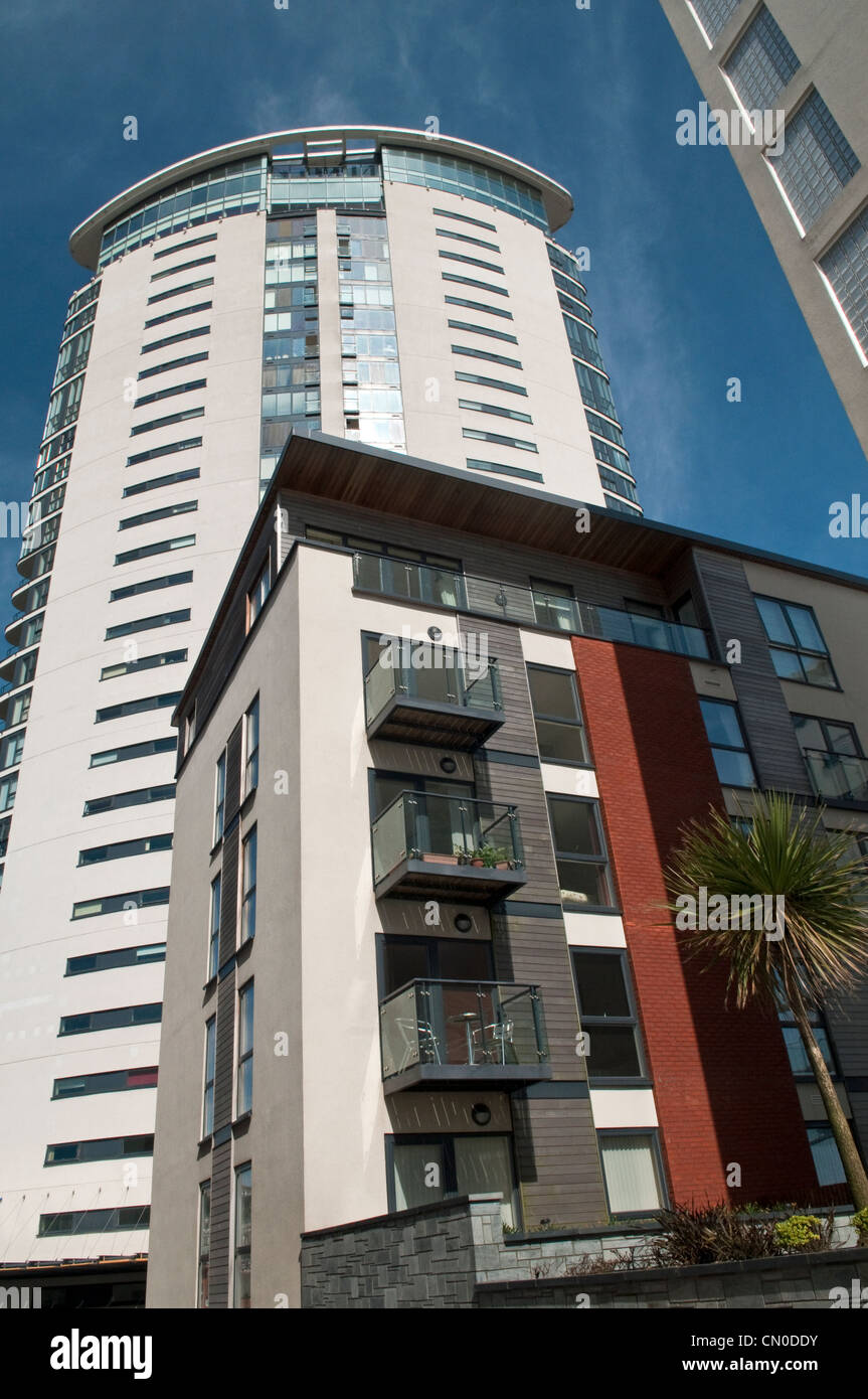 Swansea Meridian Tower Apartments Seafront Wales Stock Photo Alamy