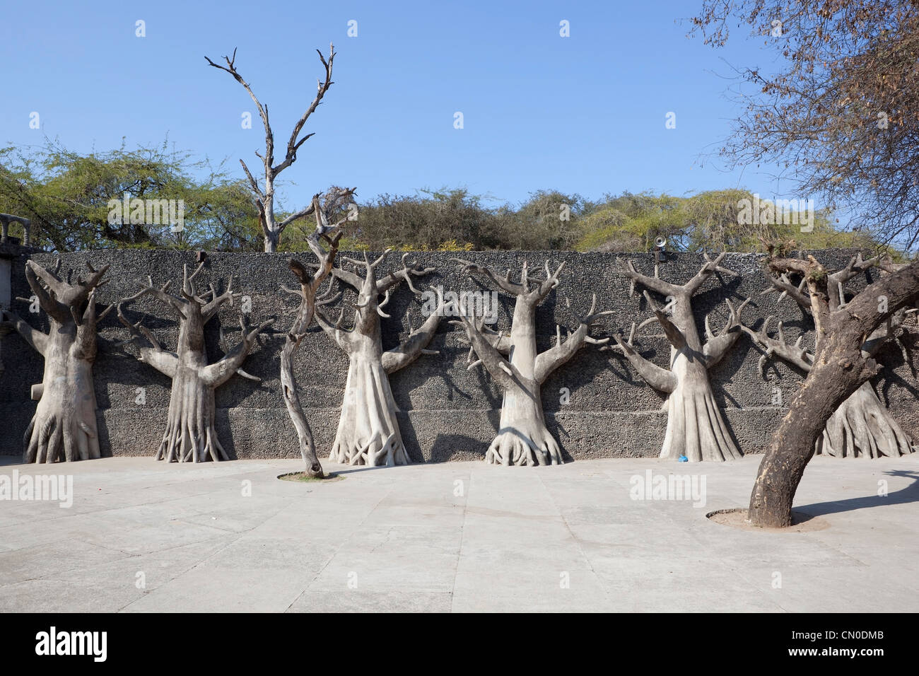 Surreal tree sculptures at the Rock Gardens in Chandigarh Punjab India Stock Photo