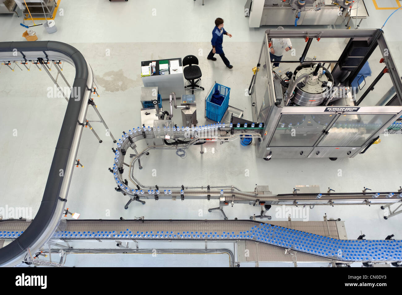 Water bottling plant from above Stock Photo Alamy