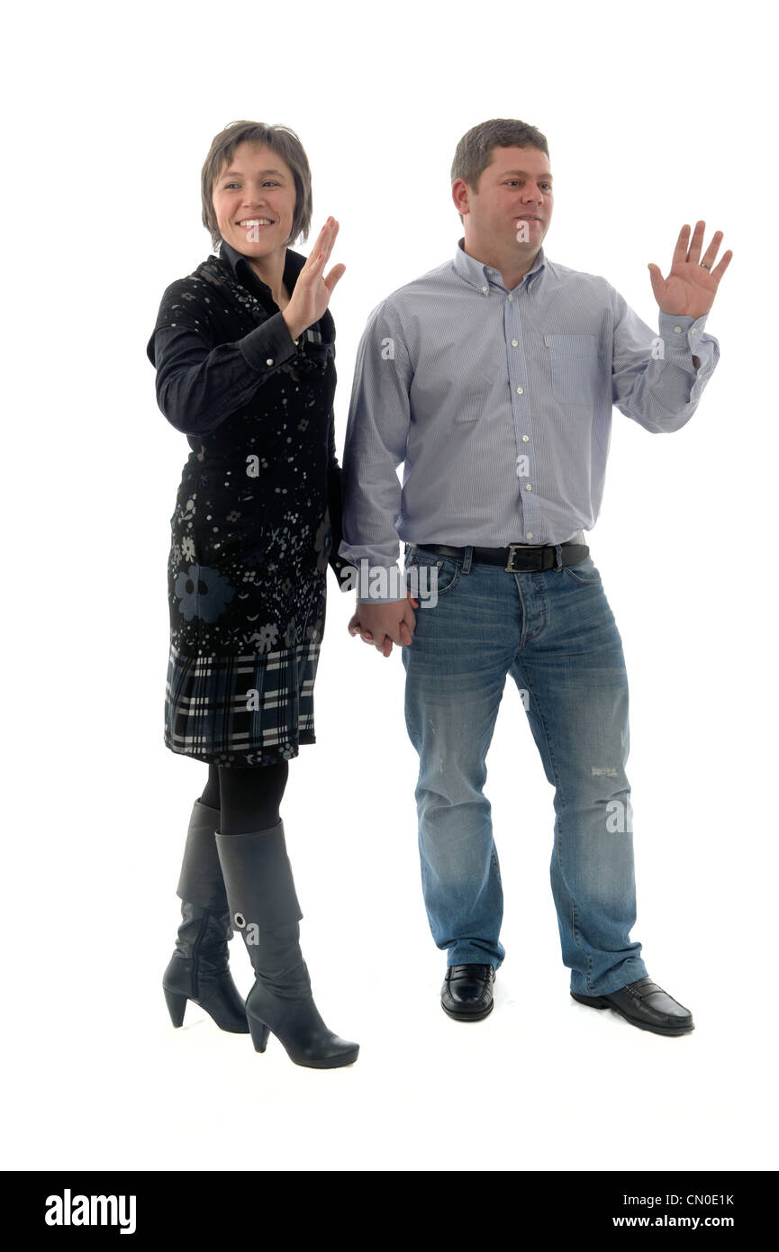 Man and woman holding hands Stock Photo