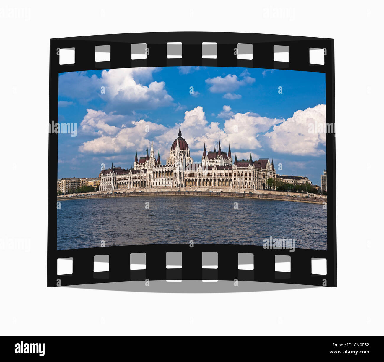 Filmstrip: world largest Parliament, built from 1885-1904,  Budapest, Hungary, Europe. Stock Photo