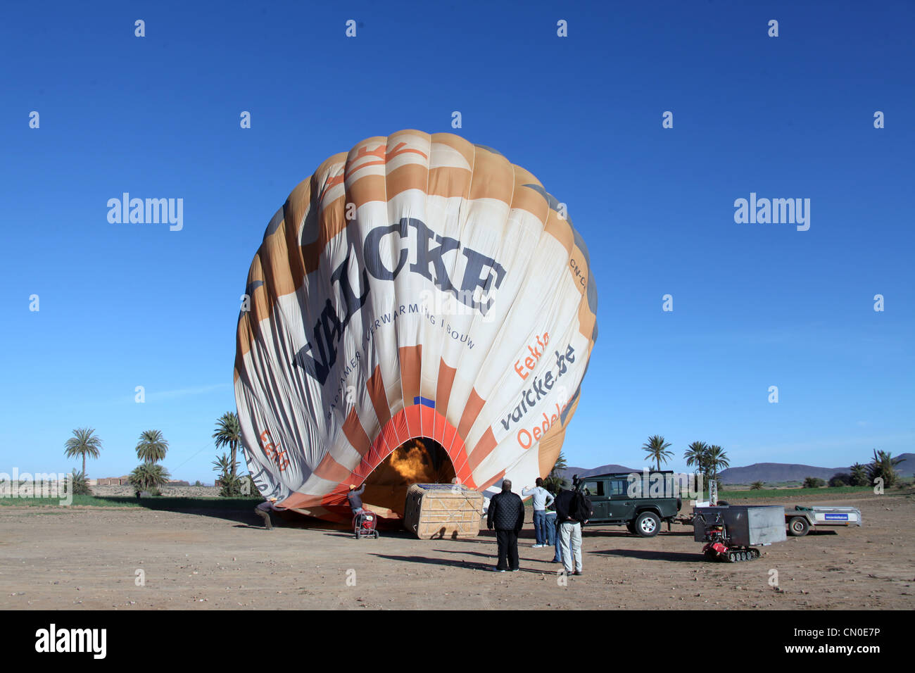 Hot Air Balloon Preparation in Marrakech Stock Photo Alamy