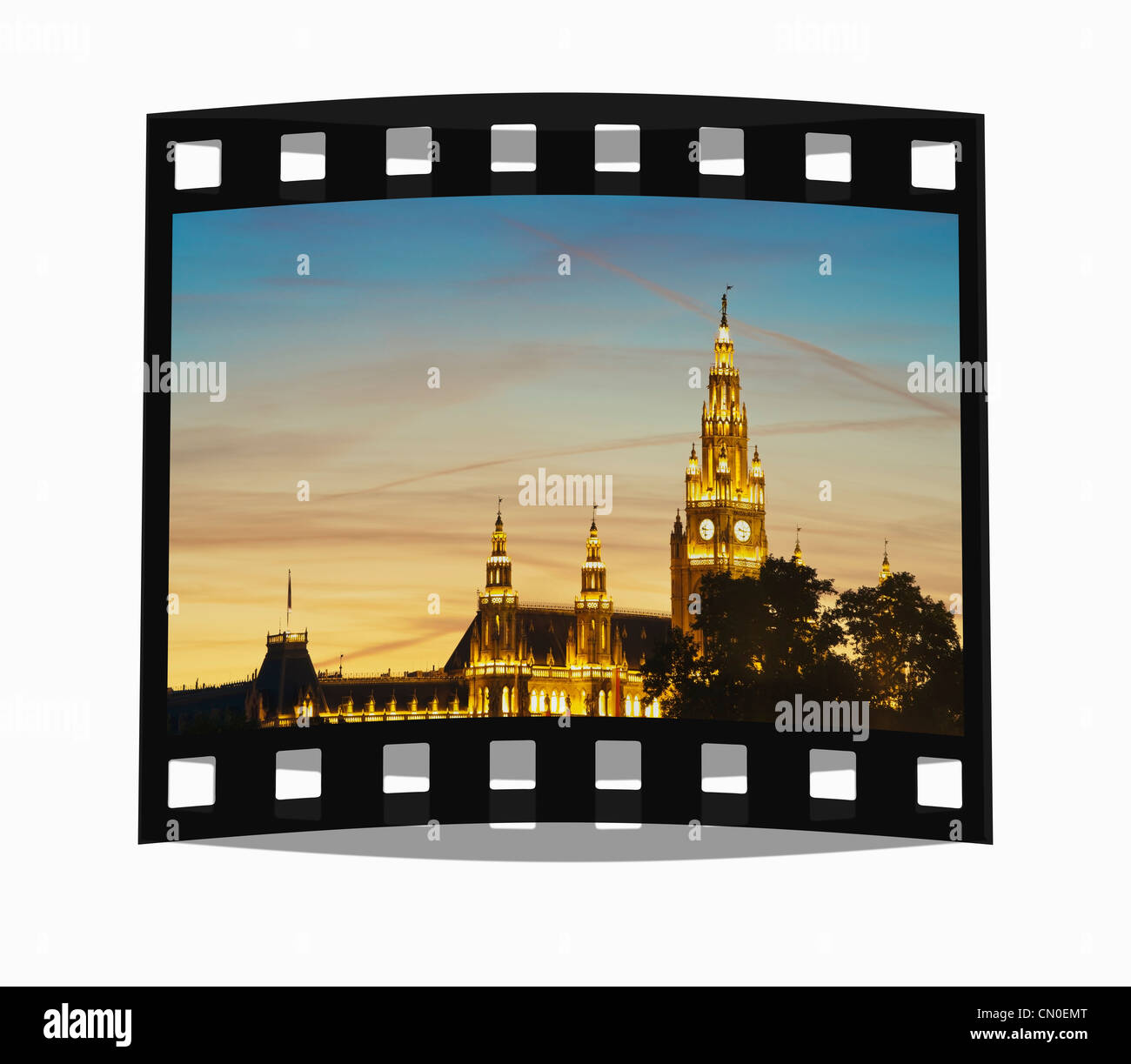 Filmstrip: The Vienna Town Hall was built from 1872 to 1883 in the Gothic Revival style, Vienna, Austria, Europe Stock Photo
