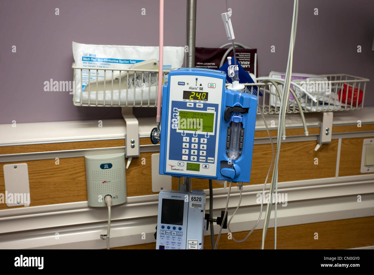 Baby room in intensive care hospital bed for PDA heart surgery medical