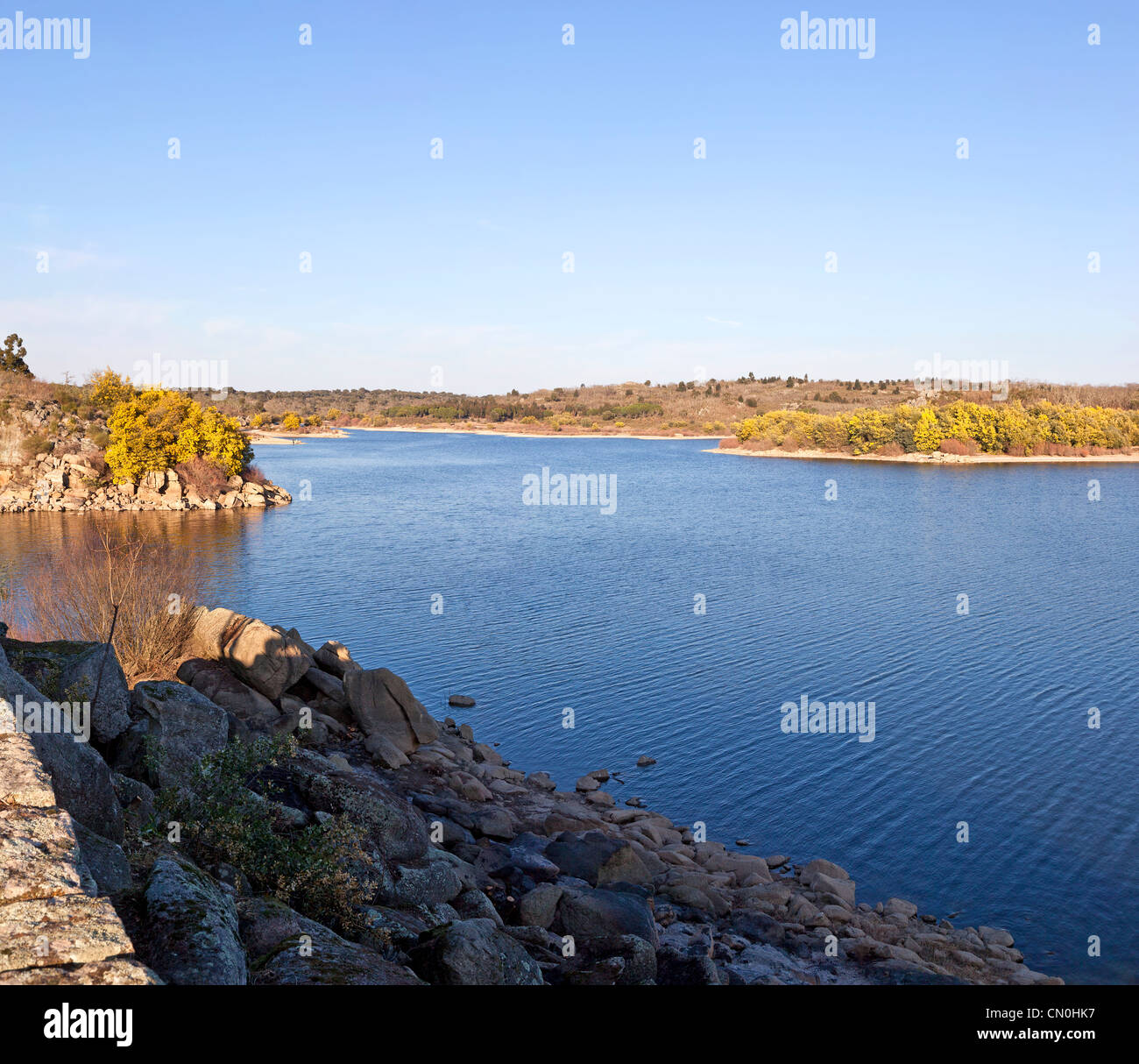 The artificial lake created by the Póvoa e Meadas Dam. Castelo de Vide, Alentejo, Portugal Stock