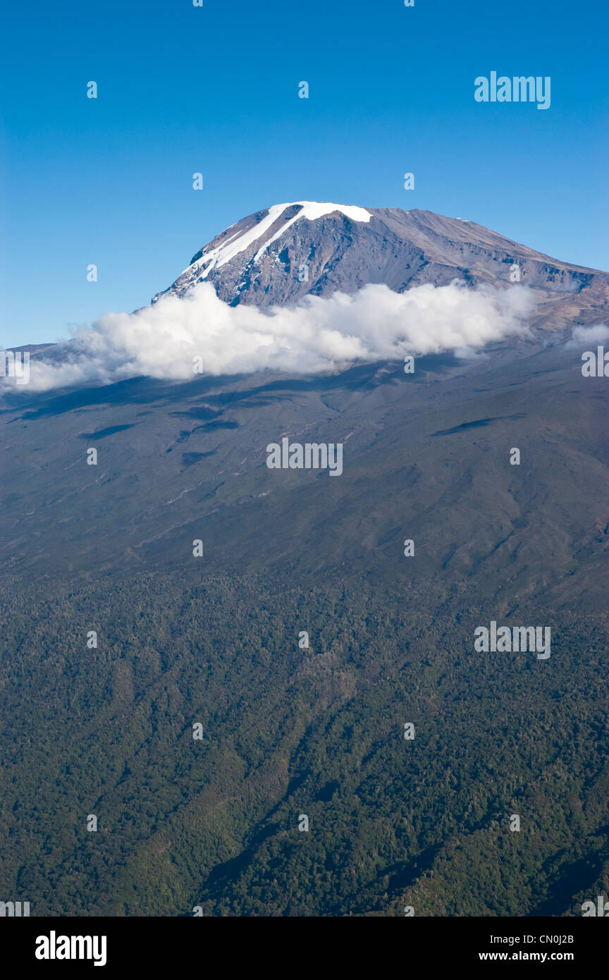 Slopes of Kilimanjaro, aerial view, Tanzania Stock Photo