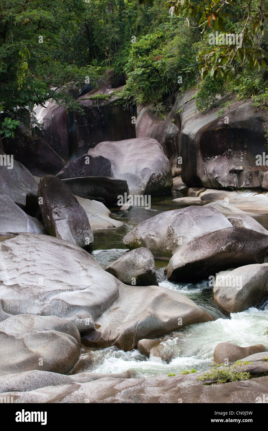 Water Worn Rocks at Babinda Stock Photo