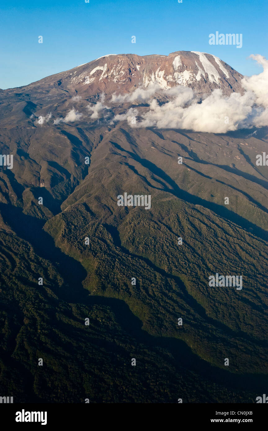 Slopes of Kilimanjaro, aerial view, Tanzania Stock Photo