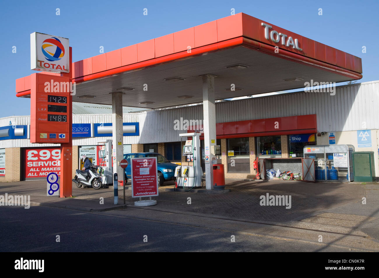 Diesel fuel not available Total petrol station sign Stock Photo
