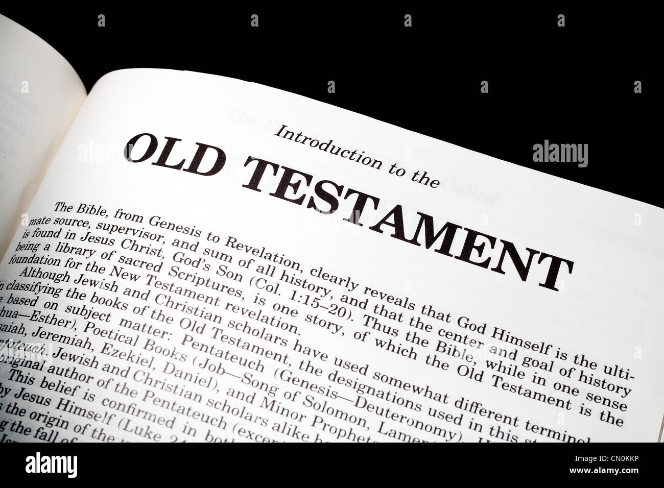 Bible opened up to the Old Testament Stock Photo