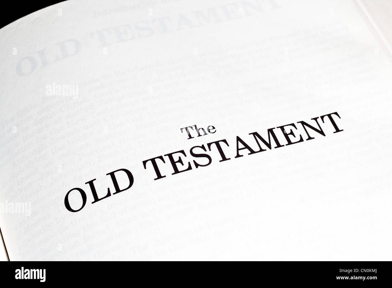 Bible opened to the Old Testament Stock Photo