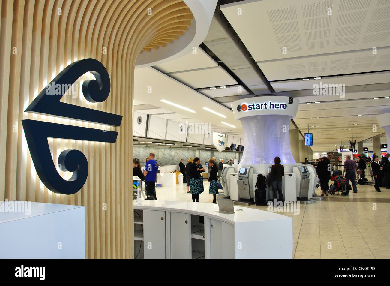 Air New Zealand check-in area at Christchurch International Airport, Harewood, Christchurch, Canterbury Region, New Zealand Stock Photo