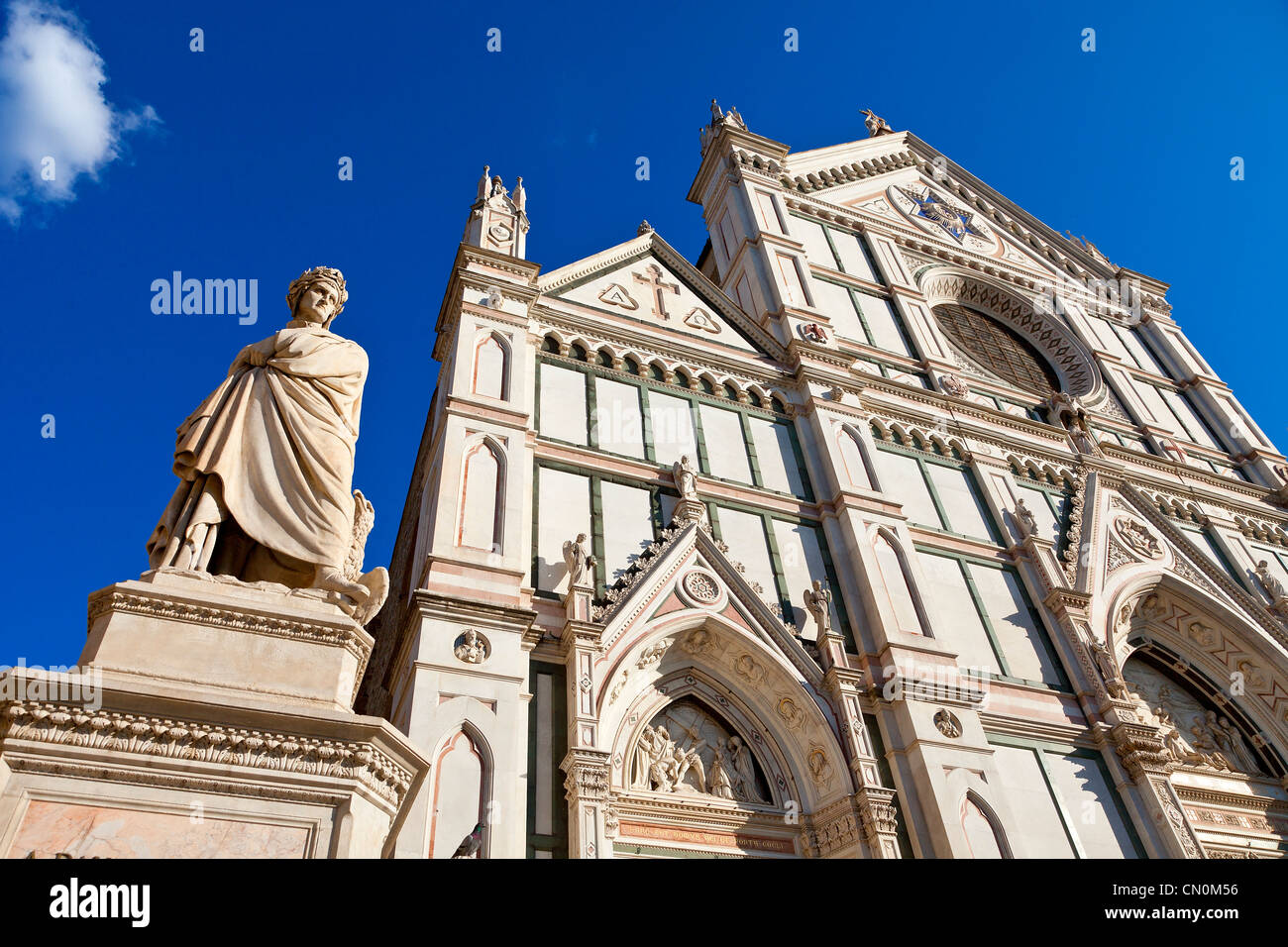 Europe, Italy, Florence, Santa Croce Piazza and Church, Unesco World Heritage Site Stock Photo