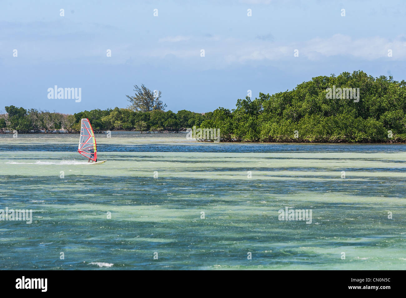 Winsurf in the lagoon of Antsiranana bay (Diego Suarez), northern Madagascar Stock Photo