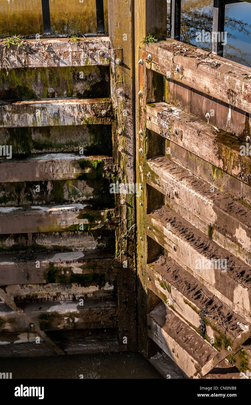 Old wooden canal lock gates Stock Photo Alamy