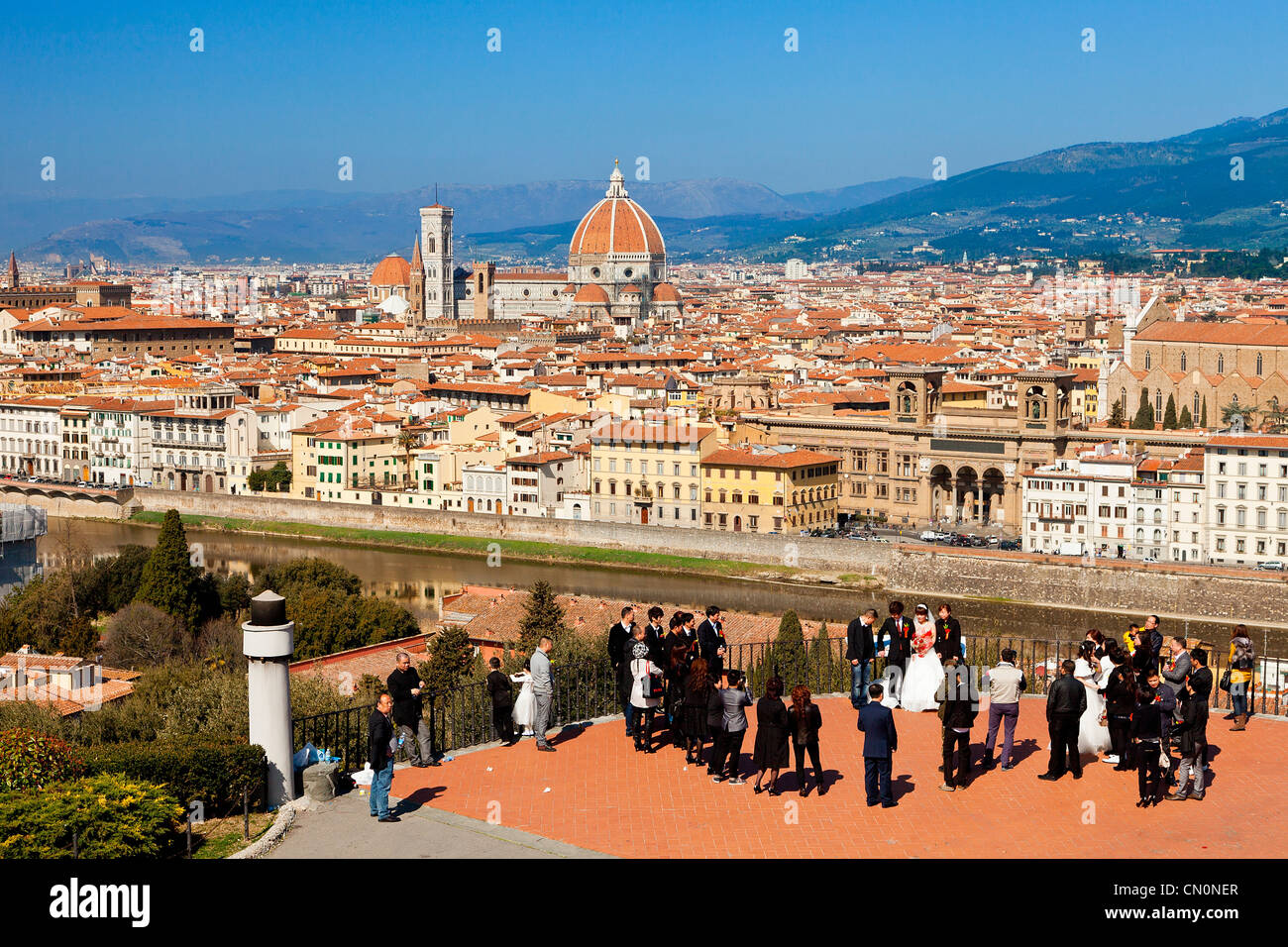 Florence, Duomo Santa Maria del Fiore View from Piazzale Michelangelo Stock Photo