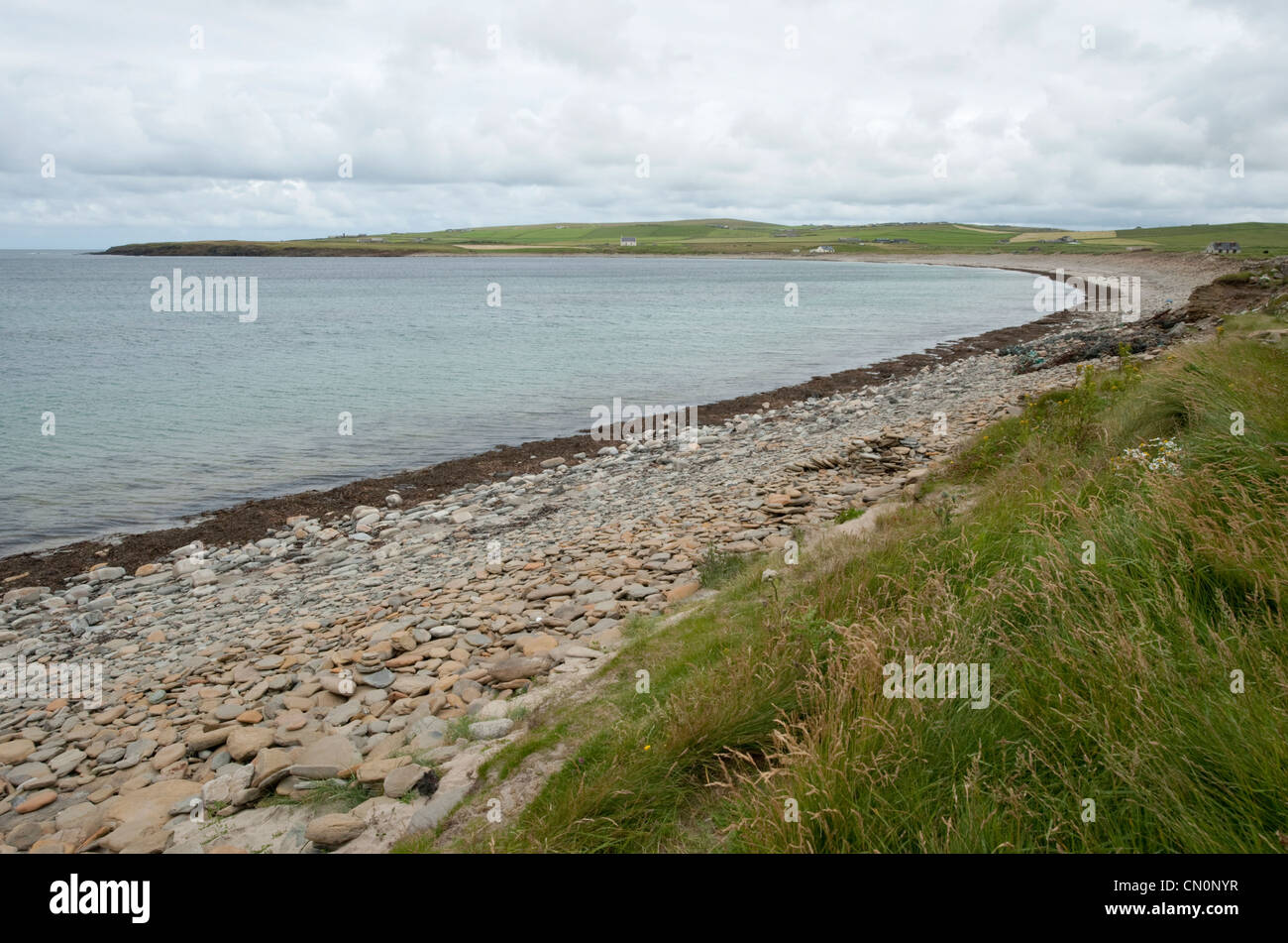 The Bay of Skaill at the neolithical stone settlement of Skara Brae on the Orkney Islands, Scotland Stock Photo