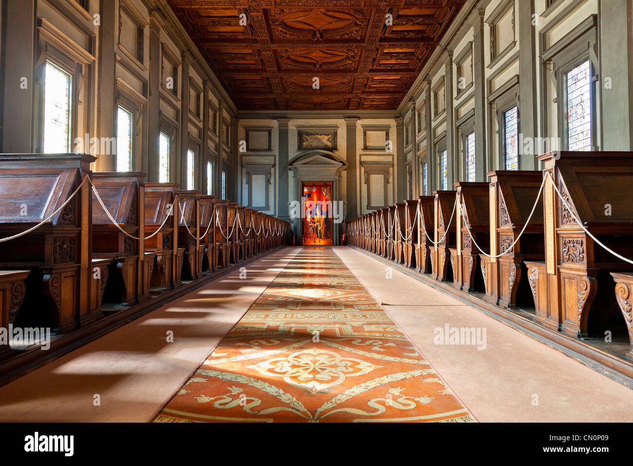 Florence, Reading room at Laurentian Library Stock Photo