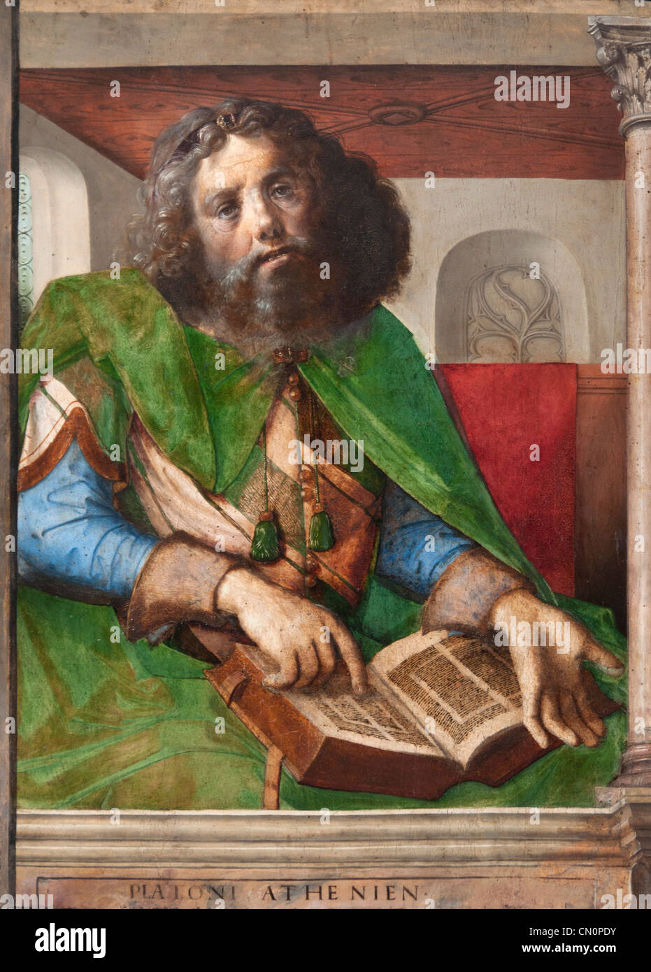 Plato Platon  the Greek philosopher Urbino Paintings 1474 Justus van Gent and Pedro Berruguete Stock Photo