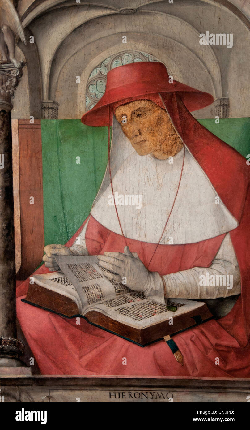 St. Jerome san girolamo Urbino Paintings 1474 Justus van Gent and Pedro Berruguete Stock Photo