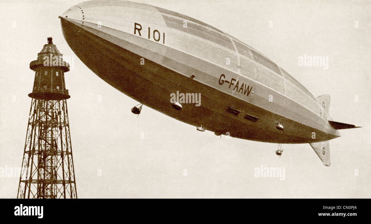 The launching of the rigid airship R101 in 1929. From The Story of 25 Eventful Years in Pictures published 1935 Stock Photo