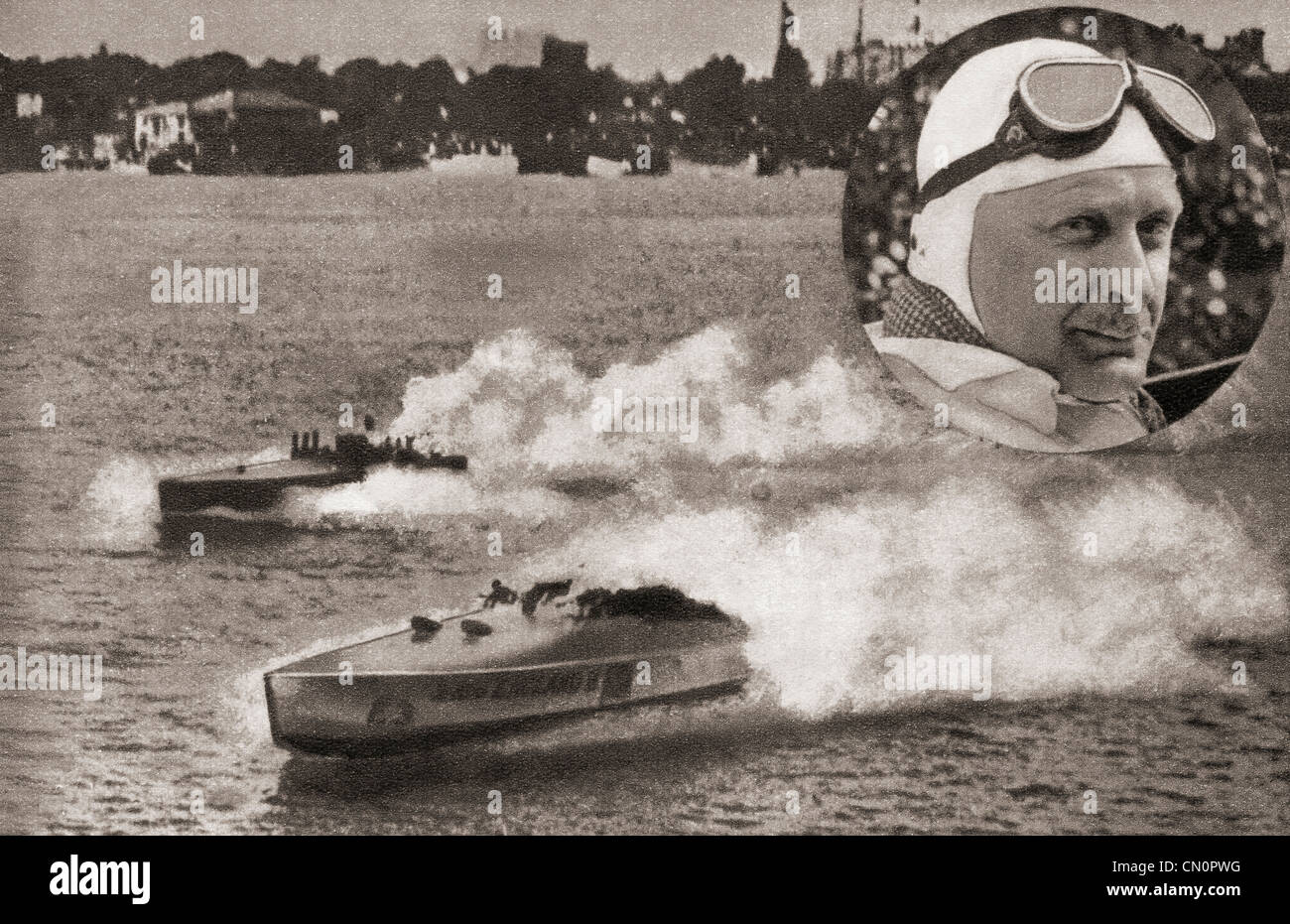 Kaye Don, inset, 1891 – 1981. World record breaking car and speedboat racer. Stock Photo
