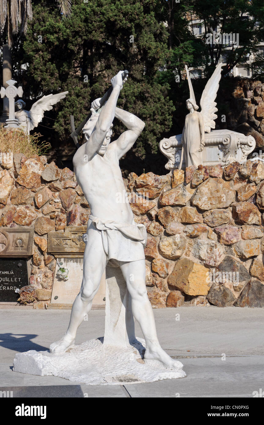 Tomb decorated with statues and sculptures in the monumental cemetery ...