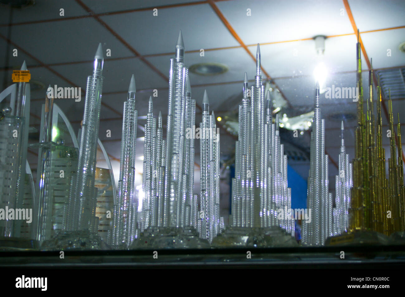 Burj Khalifa glass model souvenirs, Dubai, United Arab Emirates Stock