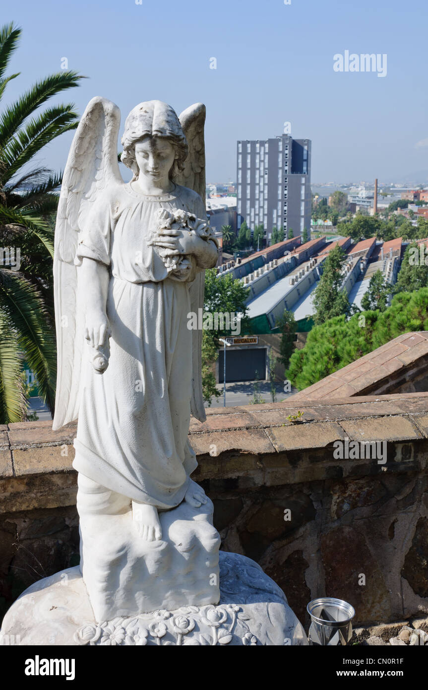 Tomb decorated with statues and sculptures in the monumental cemetery ...