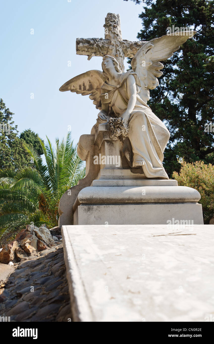 Tomb decorated with statues and sculptures in the monumental cemetery ...