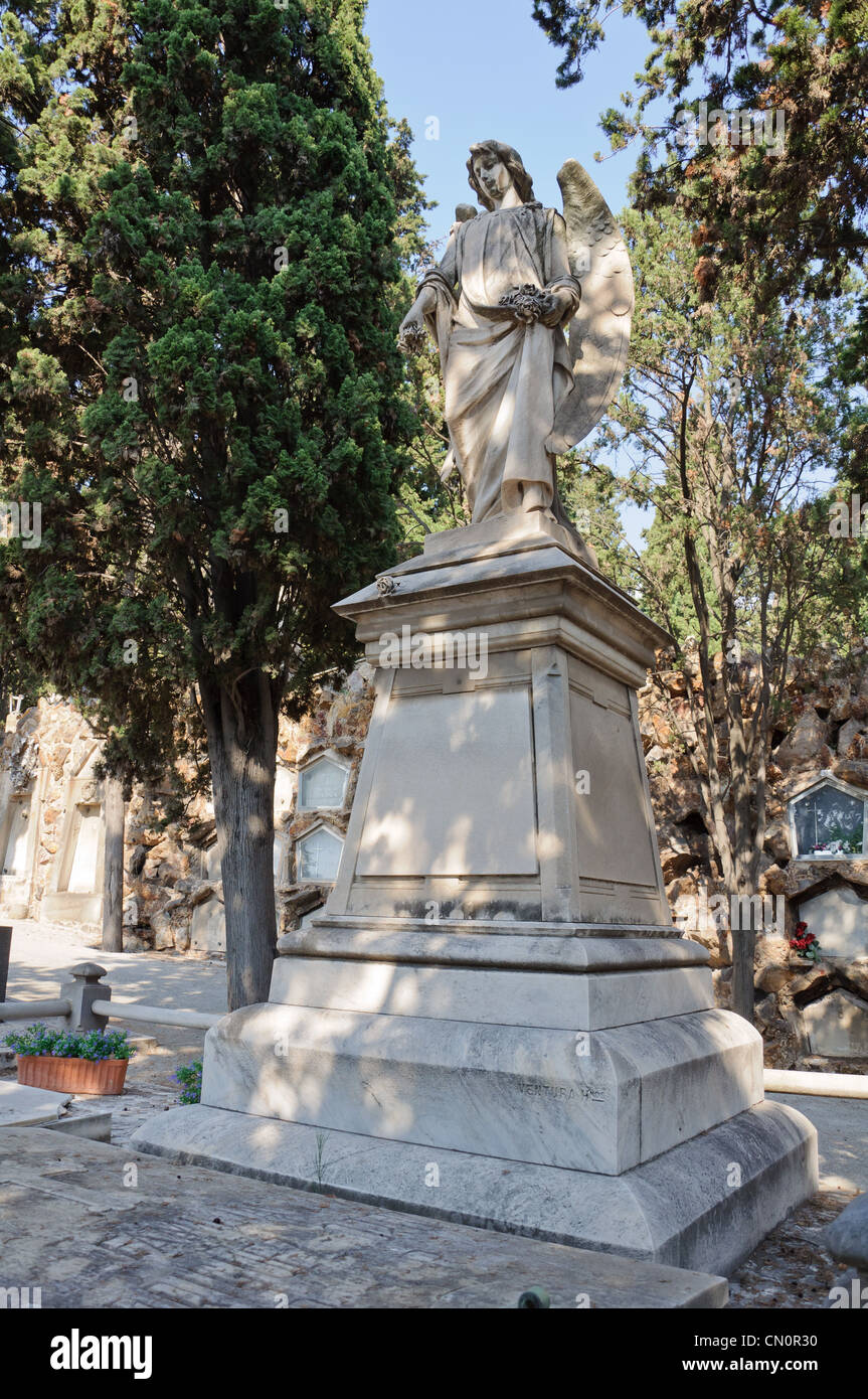 Tomb decorated with statues and sculptures in the monumental cemetery