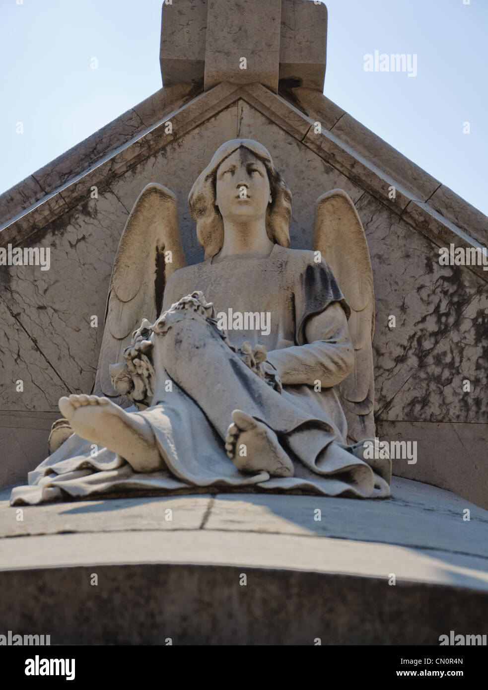 Tomb decorated with statues and sculptures in the monumental cemetery ...