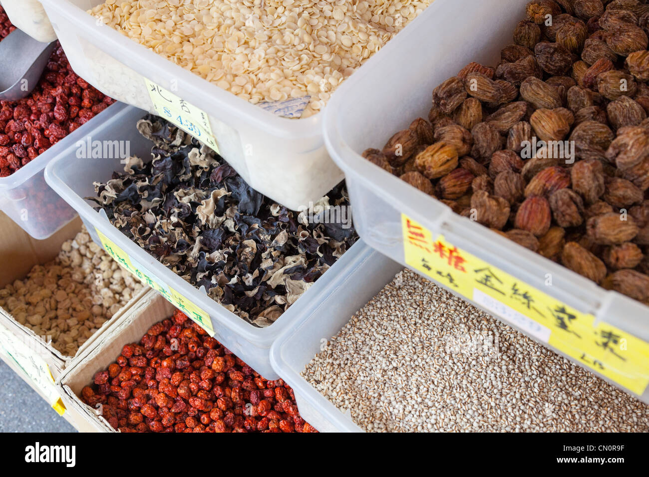 chinese food ingredients for sale in Chinatown San Francisco USA Stock Photo