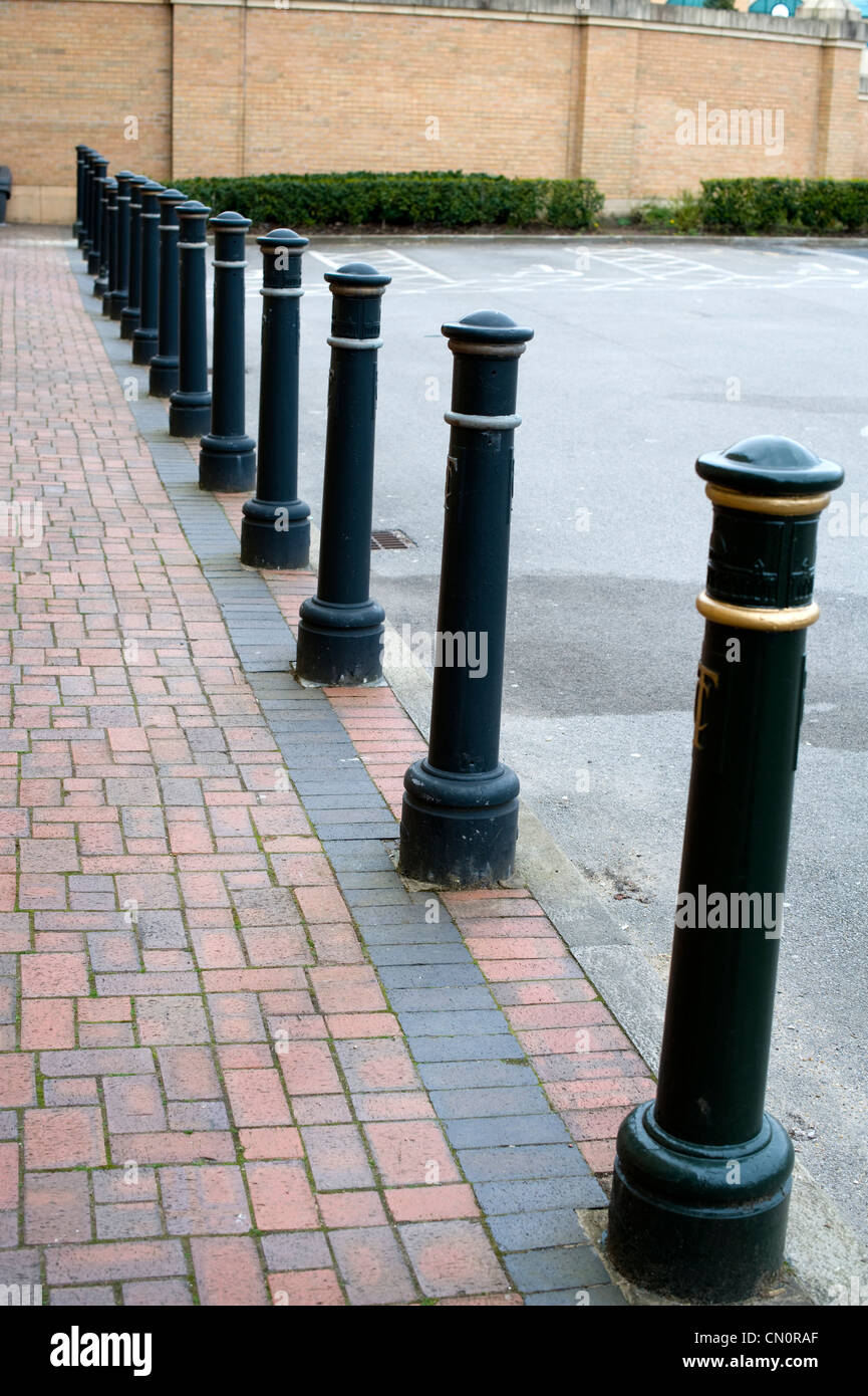 bollards designed to prevent ram raiders or ram raiding Stock Photo