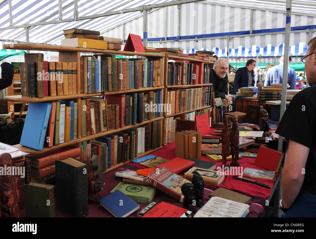 Market book stall at Ludlow Shropshire Uk Stock Photo