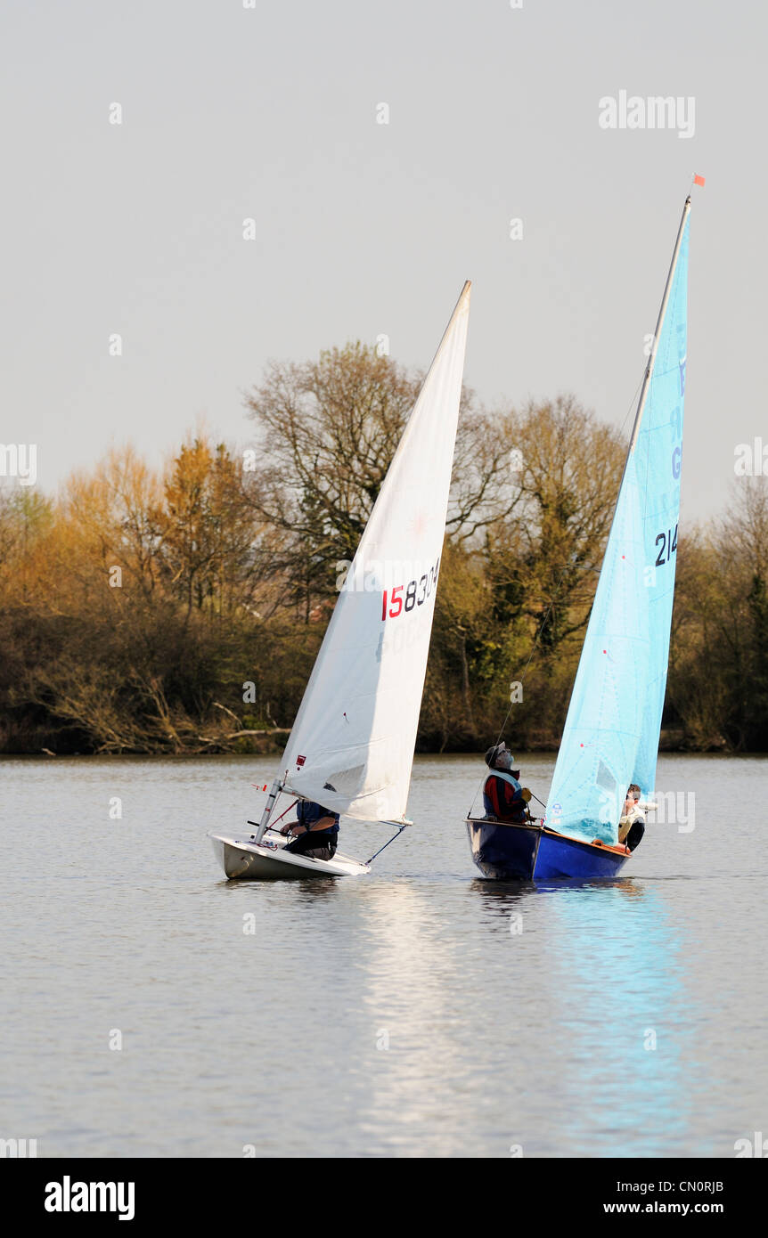 2 sailing boats on one of the lakes at Kingsbury Water Park Stock Photo Alamy