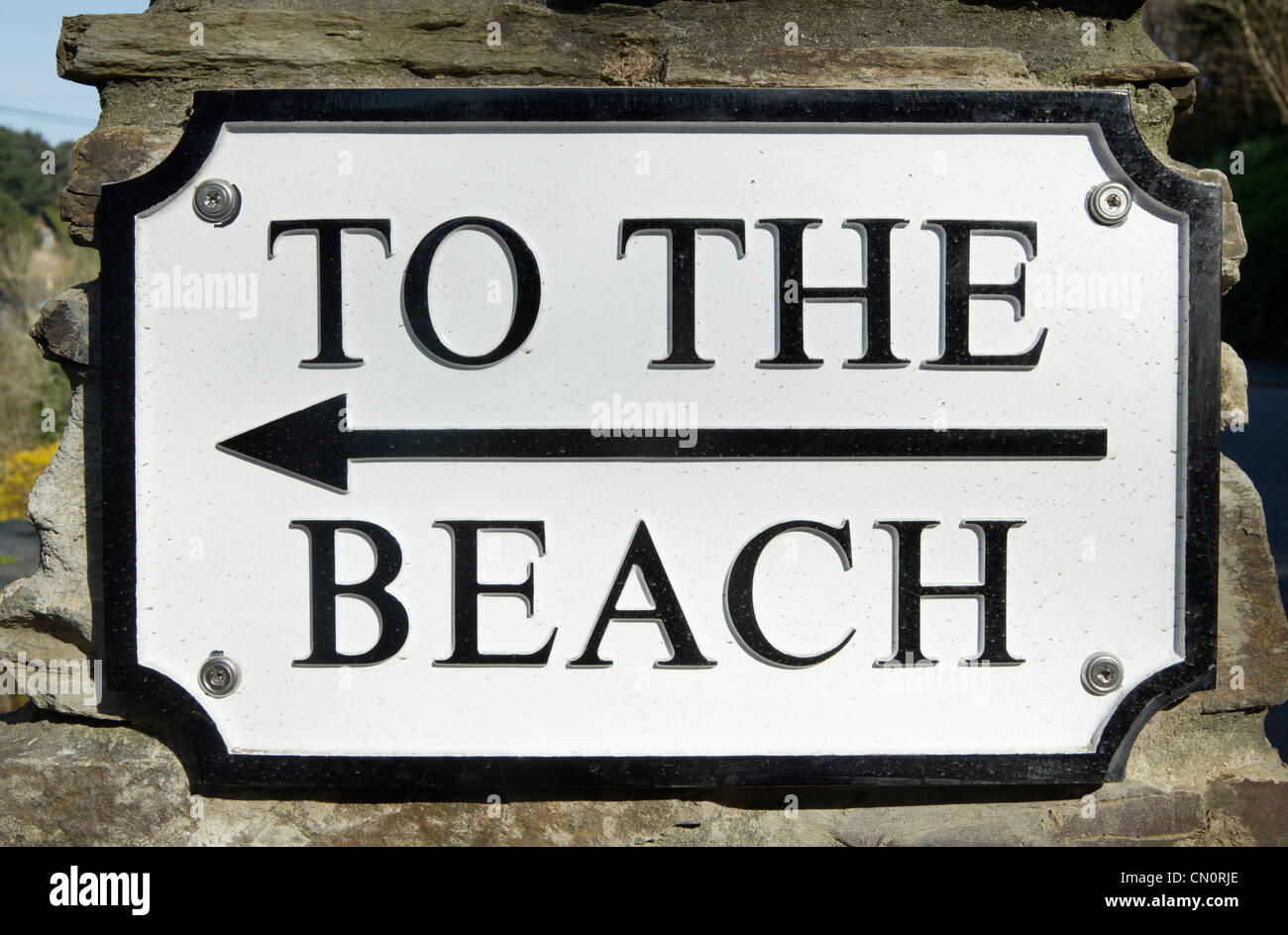 To The Beach sign in St. Agnes, Cornwall UK. Stock Photo