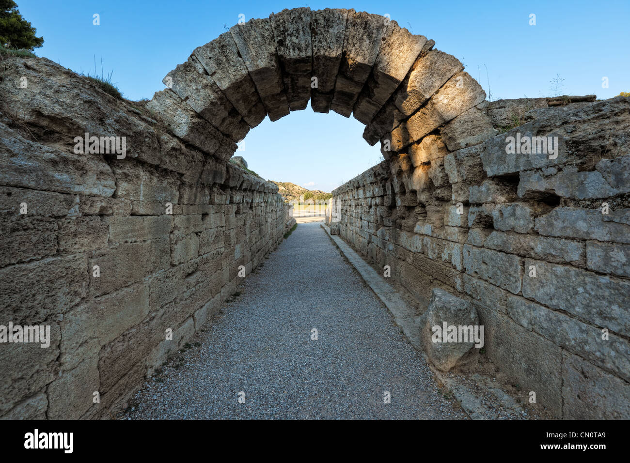 Krypte is the Stadium Monumental Entrance (5th cent. B.C.) in Olympia, Greece Stock Photo